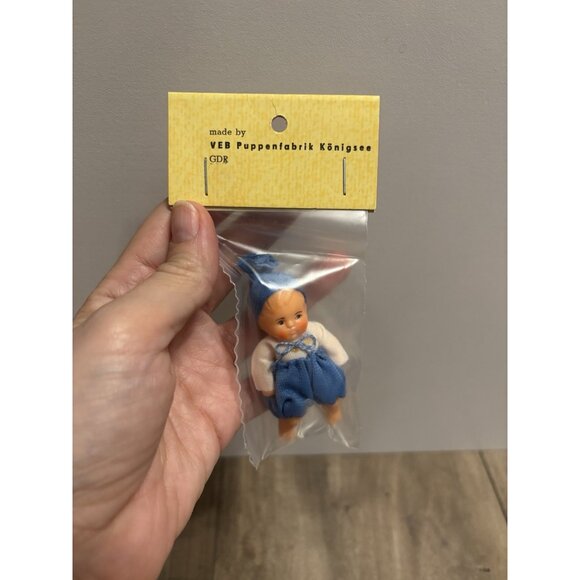 Vintage VEB Puppenfabrik Konigsee GDR 3" Miniature Rubber New In Package - Picture 2 of 5